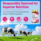 12-In-1 Beef Organ Supplement for Women - Beef Liver, Uterus, Kidney, Heart, Pancreas, 5 Vitamins & 2 Herbs, Hormone Balance, Menstruation, Energy, Immune - 100% Grass Fed, Pasture Raise - 120 Caps