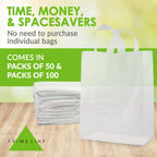 Prime Line Packaging Plastic Gift Bags, Frosted Gift Bags with Handles for Small Business, Shopping, Boutique Supply, Retail Store Use, Bulk, 10x5x13, 50 Pack