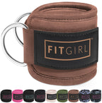 FITGIRL - Ankle Strap (Single) for Cable Machines and Resistance Bands, Work Out Cuff Attachment for Home & Gym, Glute Workouts - Kickbacks, Leg Extensions, Hip Abductors, Women Only (Cocoa Brown)