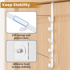 Kaiferty Over the Door Hooks, Metal Door Hooks for Hanging, Over the Door Purse Organizer for Coat Hanger, Back of Shower Door for Hanging Towel Rack Clothes, Hat, Bathroom, Closet (White-4Packs)