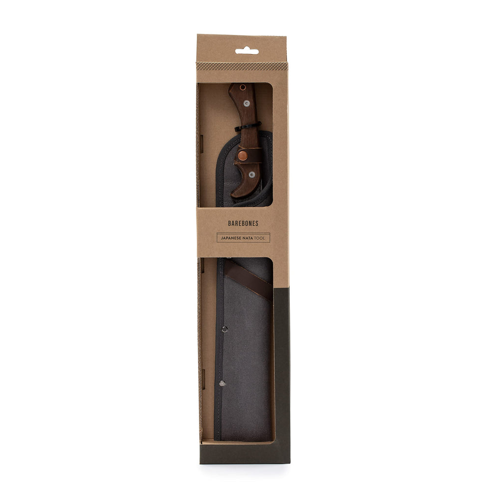 Barebones Japanese NATA Tool - Full Tang Machete for Yard Work - Balanced for Controlled Chopping & Cutting - Hunting Machete Knife with Sheath - Hardwood Walnut Handle - Stainless Steel Blade