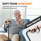 BeneCane Quad Cane Adjustable Walking Cane with Offset Soft Cushioned Handle for Men & Women Lightweight Comfortable with 4-Pronged feet for Extra Stability(Black)