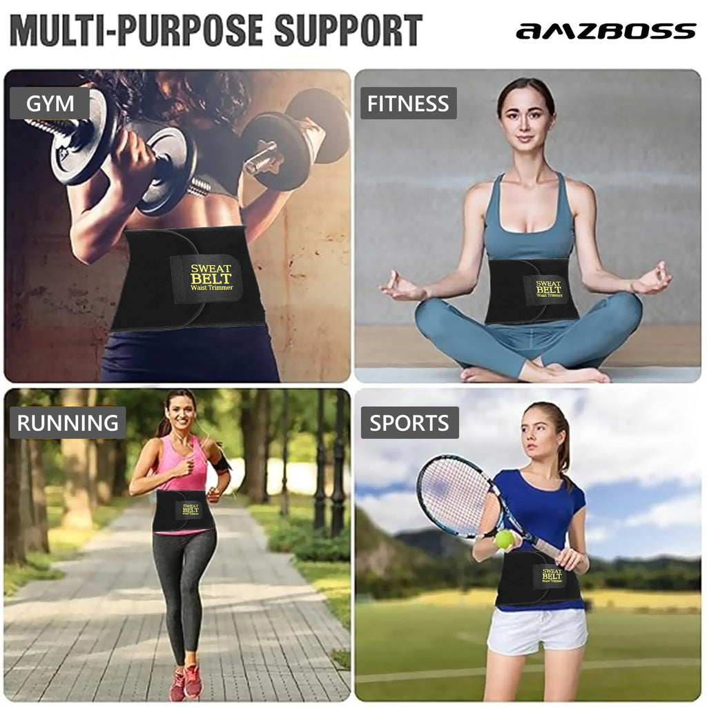 AMZBOSS Waist Trainer for Women Lower Belly Fat, Waist Sweat Band for Women, Belly Band Sweat Belt, Stomach Wrap, Faja Body Shaper (BLACK, Medium)