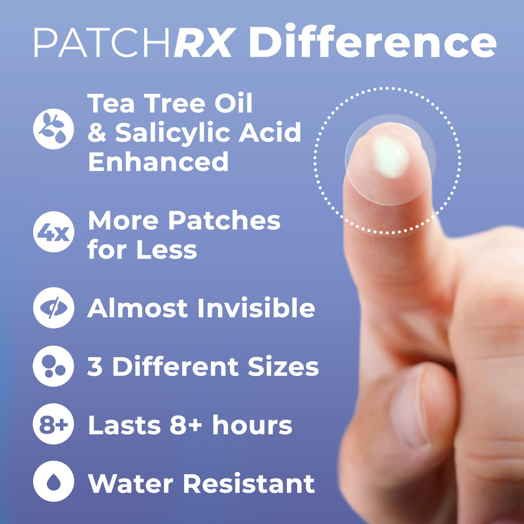 PatchRx Pimple Patches for Face (240 Patches), Hydrocolloid Acne Patches with Tea Tree Oil & Salicylic Acid, Pimple Patch Pimple Stickers, Hydrocolloid Patch Acne Dots Acne Pimple Patches For Face