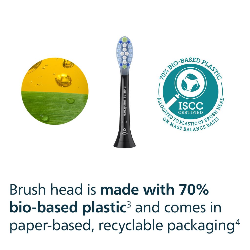 Philips Sonicare C3 Two-in-One - Genuine Replacement Electric Toothbrush Heads, Black, 2 Pack, HX9042/95