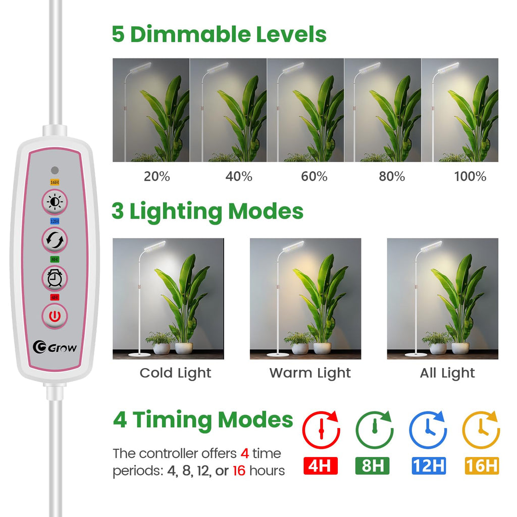 Wiaxulay Grow Lights for Indoor Plants,Full Spectrum Plant Light 68in Stand
