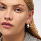 Ana Luisa Sphere Hoop Earring Dakota Styles Womens Earrings - Trendy 14K Gold Plated, Silver Rhodium Plated w/Blue Marble - Mini Huggie Hoop Earrings for Women Hypoallergenic & Tarnish-Free