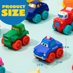 JOYIN Cartoon Cars, Soft Rubber Toy Car Set, Mini Vehicles, Bath Toy Car for Kids, Christmas Great Gift for Boys and Girls, Summer Beach and Pool Activity, Party Favors for Kids