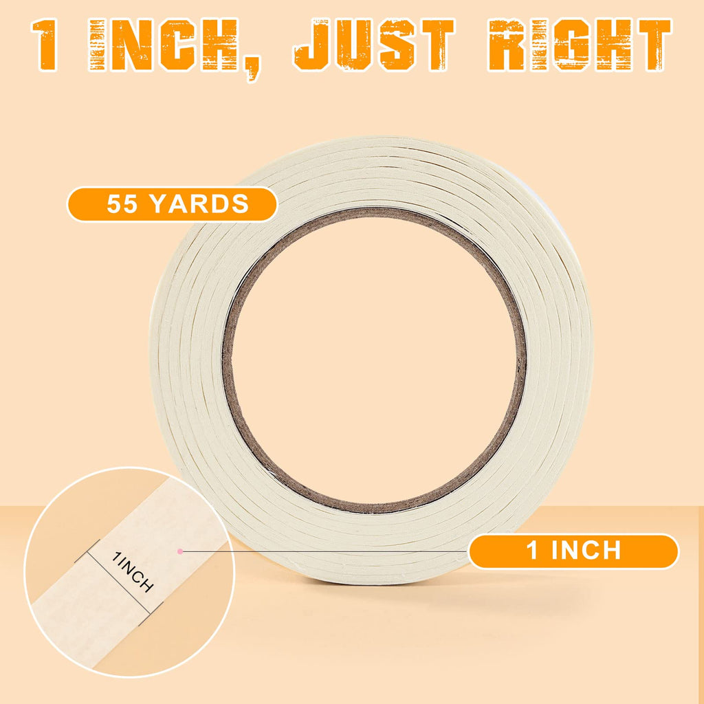 Masking Tape Bulk 1 Inch 20 Packs for General Purpose White Beige 55 Yards