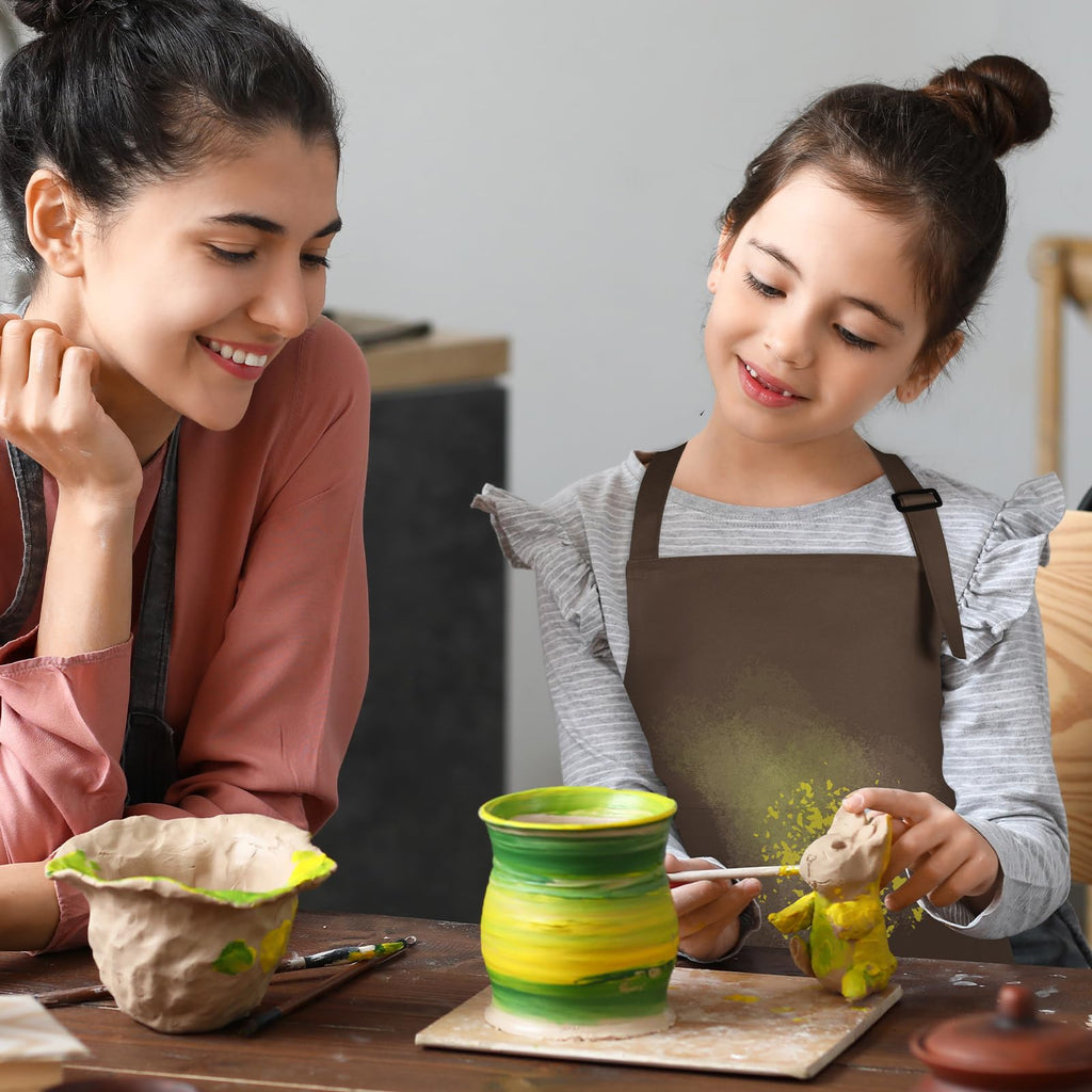 BOUBONI 6 Pack Kids Apron bulk with 2 Pockets Adjustable Chef Art Apron Kids Painting Aprons for Cooking Baking Painting Crafting Grilling Activity（6 Color）