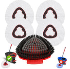 Fatmass 5 Pack Spin Mop Head Replacement for O Cedar EasyWring 1-Tank System,Include 4 Mop Replace Heads + 1 Upgrade Scrubber Brush, 100% Microfiber Mop Refills Deep Cleaning Machine Washable