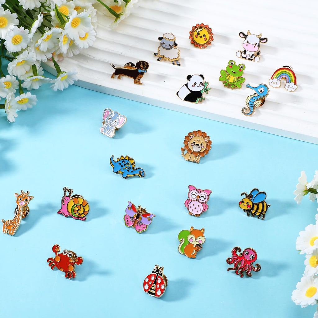 Hoteam 60 Pcs Cute Enamel Pins for Backpack Cartoon Animals Lapel Brooch Bulk Funny Trading Pins Bulk for Hat Clothes Cute Vbs Party Favor Gifts Decorations