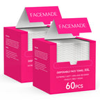 FACEMADE 120 Count XXL Disposable Face Towels 12" × 12", 100% USDA Biobased Face Towelettes Disposable, Clean Facial Towels for Makeup and Clean Skin, Super Soft and Thick Dry Wipes Club