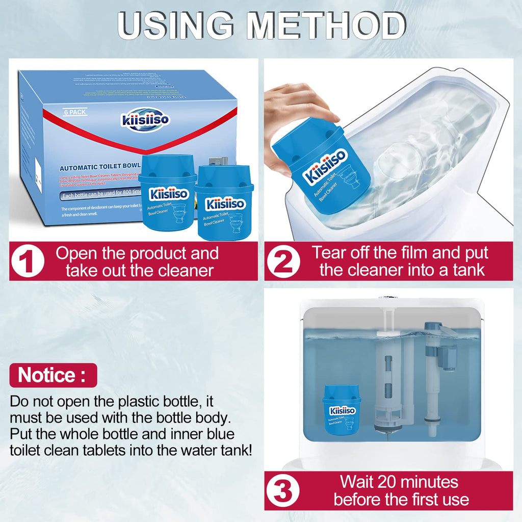 KIISIISO Toilet Bowl Cleaners-9 Bottles, Blue Toilet Bowl Cleaner Tablets in Bottles with Sustained-Release Technology, Upgraded Automatic Cleaning Solution Prevent Stain Build Up, 63.5 oz