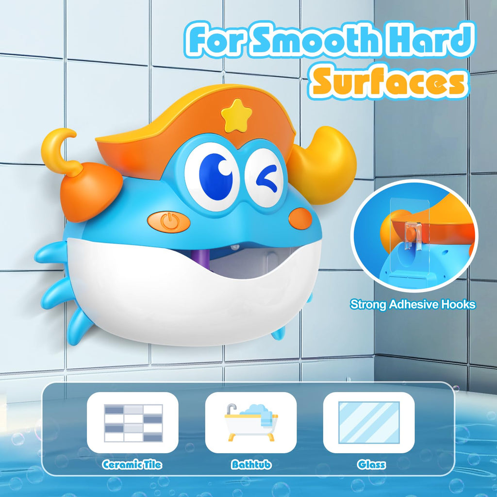 Bath Toys,Crab Baby Bath Toys Light Up Bath Bubble Machine with Colourful RGB Light Great Birthday Gift for Boys and Girls Toddler Toy for Kids Ages 1-3 4-8