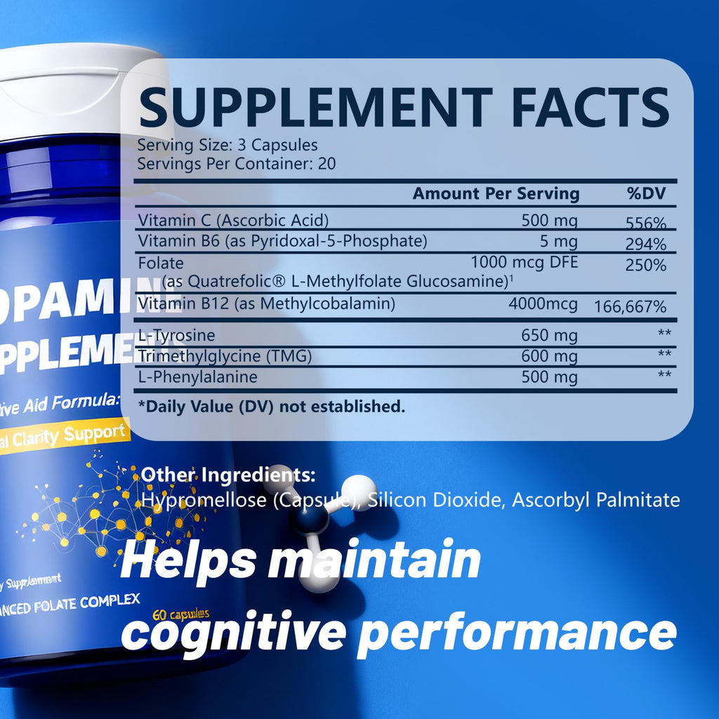 Dopamine Brain Food Supplement - Enhanced Focus & Mental Clarity, Brain Energy & Neurotransmitter Support (1)