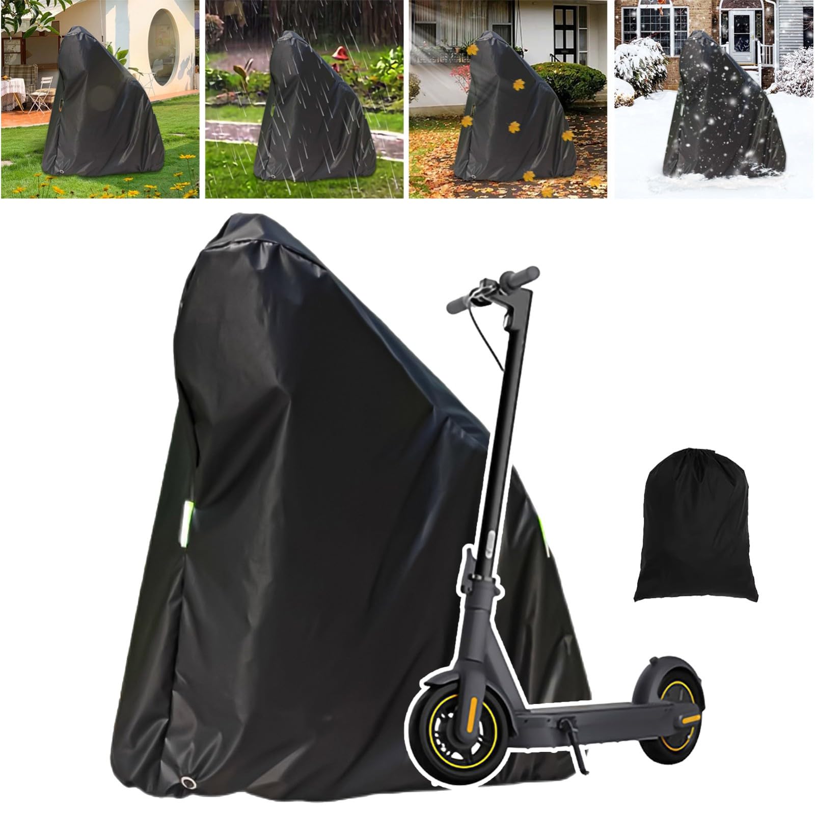 Electric Scooter Cover, Universal Scooter Cover, Waterproof Sun, Tear Proof Night Reflective and Lock-Holes&Storage Bag for With Seat or Without Foldable Kick Scooter(Without Seat,51"(L)x45"(H))