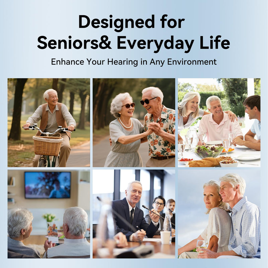 OTC Hearing Aids for Seniors - Rechargeable Invisible Hearing Aids with AI Noise Cancellation, 100+ Hours Battery Life, Comfort Fit Ear Canal Design