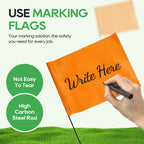 Zozen 50Pack Fluorescent Orange Marking Flags, 15x4x5 In Yard Flag for Lawn