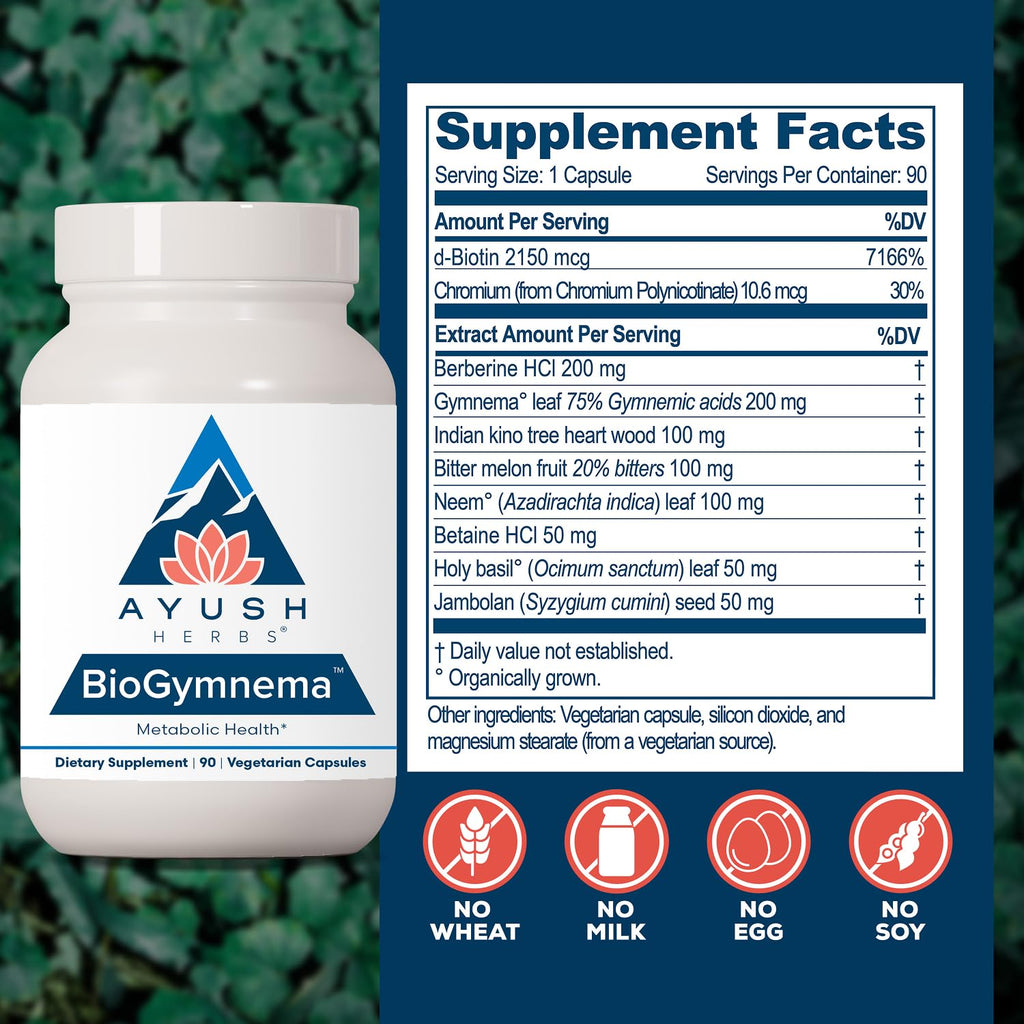 Ayush Herbs BioGymnema, Metabolic Vitamin & Herb Blend, 90 Servings
