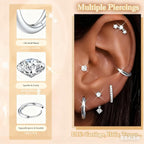 Flat Back Earrings for Women Cartilage Earrings Hypoallergenic Stacks