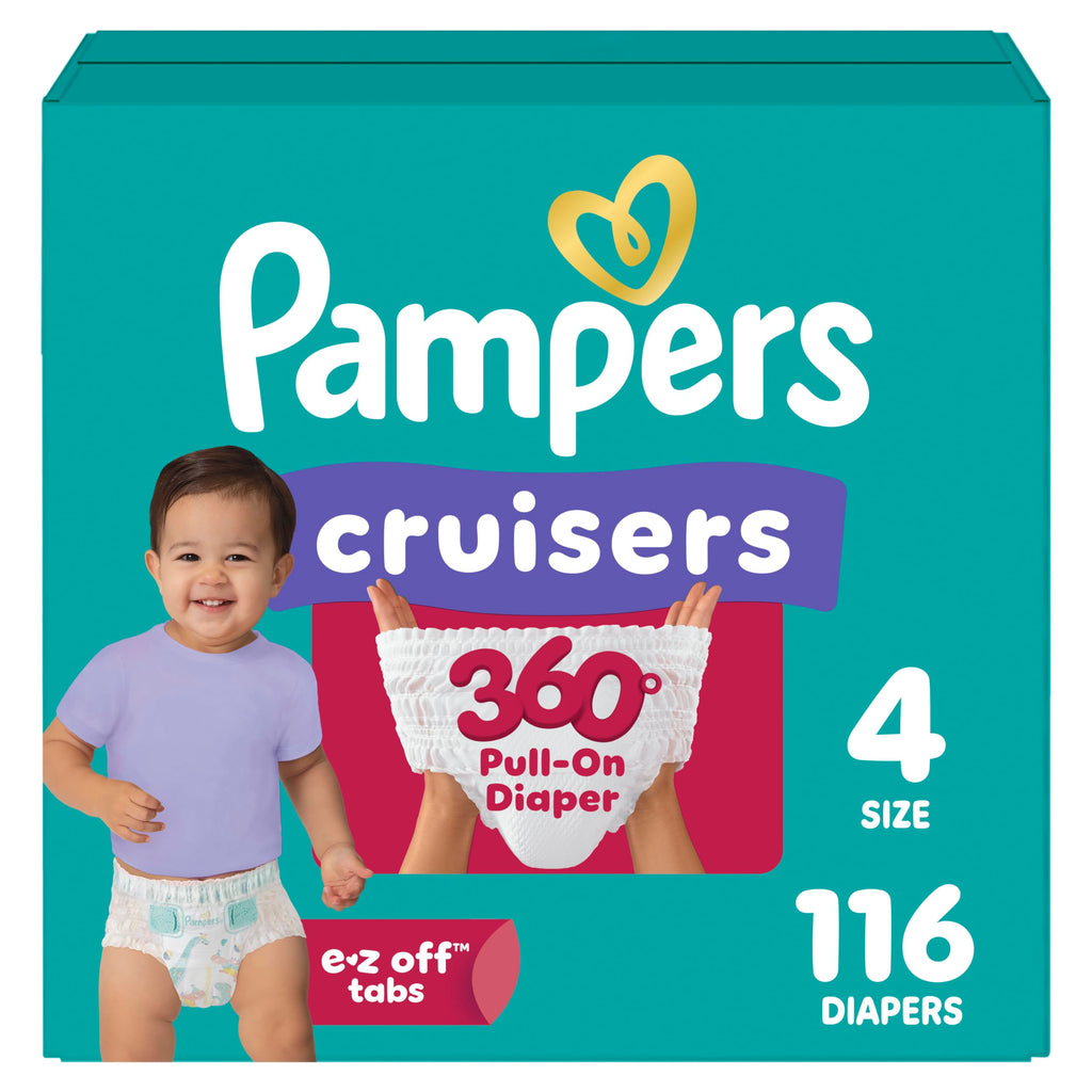 Pampers Diapers - Cruisers 360 - Size 4, 116 Count, up to 100% Leakproof Pull-On Diaper for Active Babies