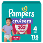 Pampers Diapers - Cruisers 360 - Size 4, 116 Count, up to 100% Leakproof Pull-On Diaper for Active Babies