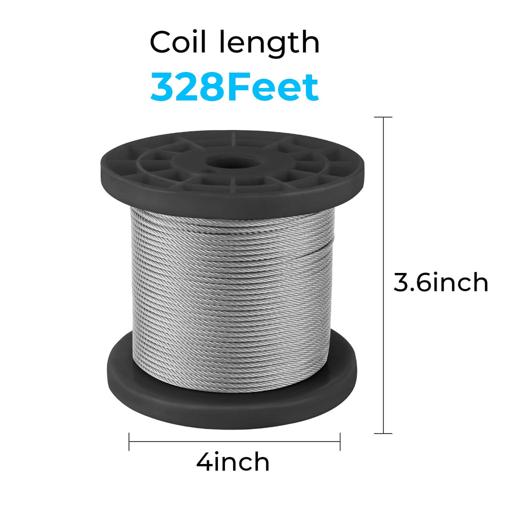1/16 inch Wire Rope,328FT Wire Cable,Stainless Steel Cable, Aircraft Cable, Steel Wire, 7x7 with Crimping Sleeves,