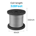1/16 inch Wire Rope,328FT Wire Cable,Stainless Steel Cable, Aircraft Cable, Steel Wire, 7x7 with Crimping Sleeves,