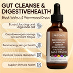 FWPTEI Vello Black Walnut Wormwood Gut Cleanse, Wormwood Black Walnut Clove Drops, Gentle Gut Cleanse & Health & Absorption, with Pumpkin Seed,PAU D'arco, Soursop (1)