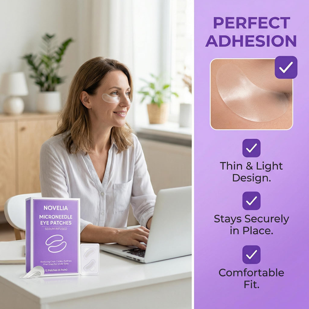 TAWODIUM Novelia Micro Eye Patches, Microglow Undereye Patches, Hyaluronic Acid Serum Infused Eye Masks, Reduce Puffy and Dark Circles, Firming Smile Line, Hydrating & Smoothing Skin (6Pairs) (1 Box)