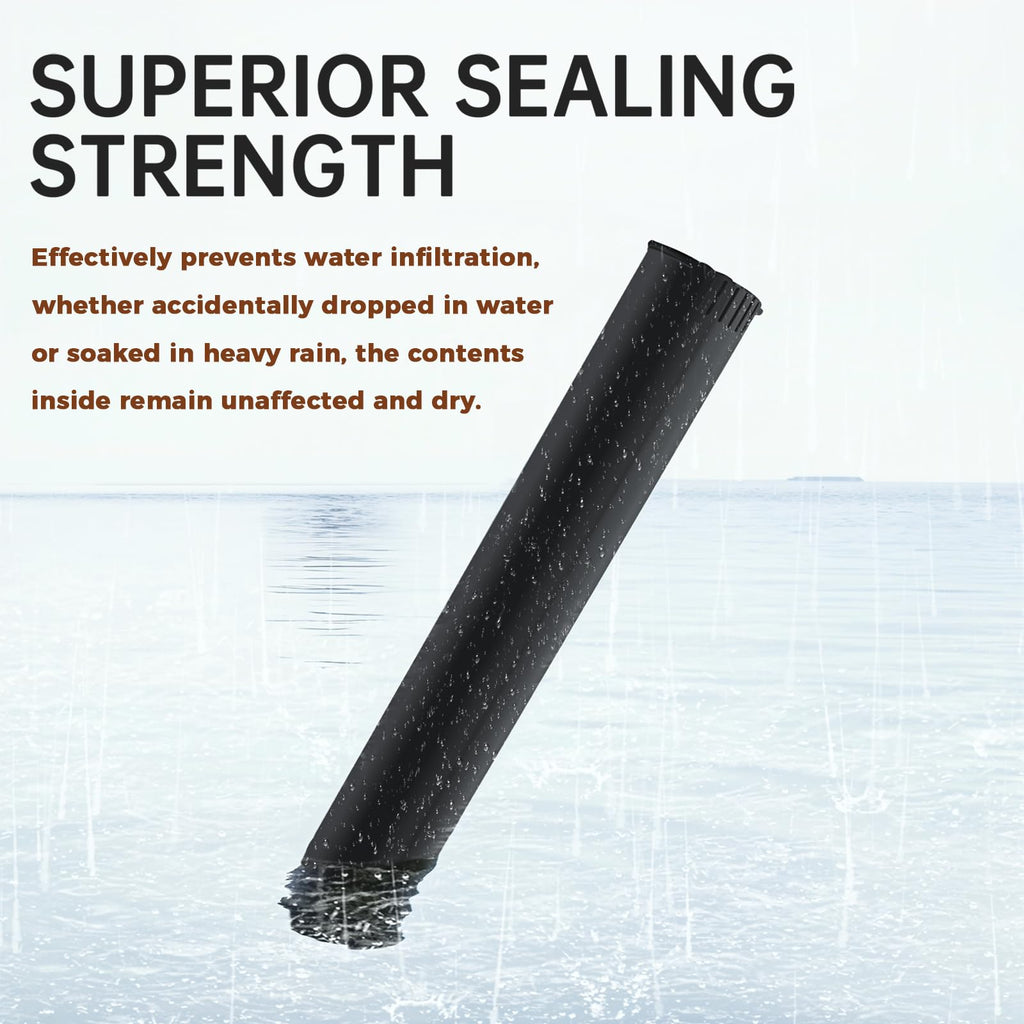 LaSyL 116mm Pre Roll Tubes - 100 Pcs, Waterproof Airtight Odor Sealing Smell Proof Container with Squeeze Pop Top, BPA Free, Black