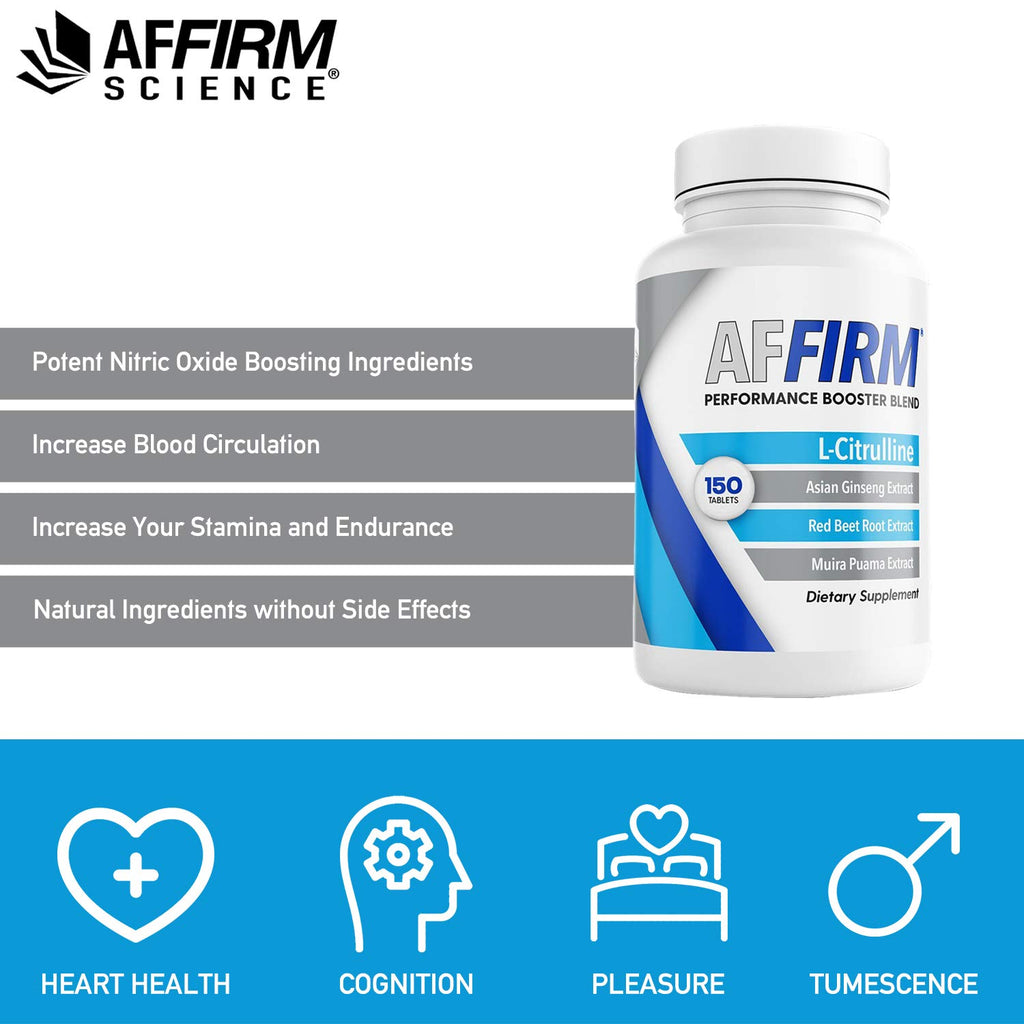 AFFIRM Science AFFIRM L-Citrulline Dietary Supplement 750mg 150 Tablets (75 Day Supply) | Nitric Oxide Booster| Created by Dr. Judson Brandeis