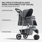 Pet Stroller for Small Dogs 10 lbs, Dog Stroller for Medium Dogs 30 lbs, Cat Strollers for 2 Cats, 3 Wheels Foldable Jogger Puppy Stroller with Storage Basket and Cup Holder, Grey