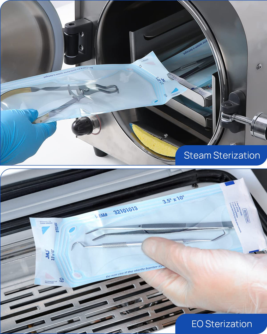 JMU 200 Self Sealing Sterilization Pouches, 5.25" x 11" Autoclave Bags