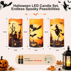 Homemory Halloween Waterproof Flameless LED Pillar Candle with Timer Remote