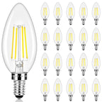 LED Candle Bulbs 40W Equivalent, Dimmable E12 Candelabra Light Bulbs 4W 470Lm Clear Edison LED Bulb, Daylight White 5000K B10 Classic Bright Filament Bulb, Decorative Bulbs for Lamps, Pack of 20