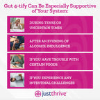 Just Thrive Gut 4-tify - Gut Health Supplements for Women and Men - Anti Bloat, 90 Vegetable Capsules