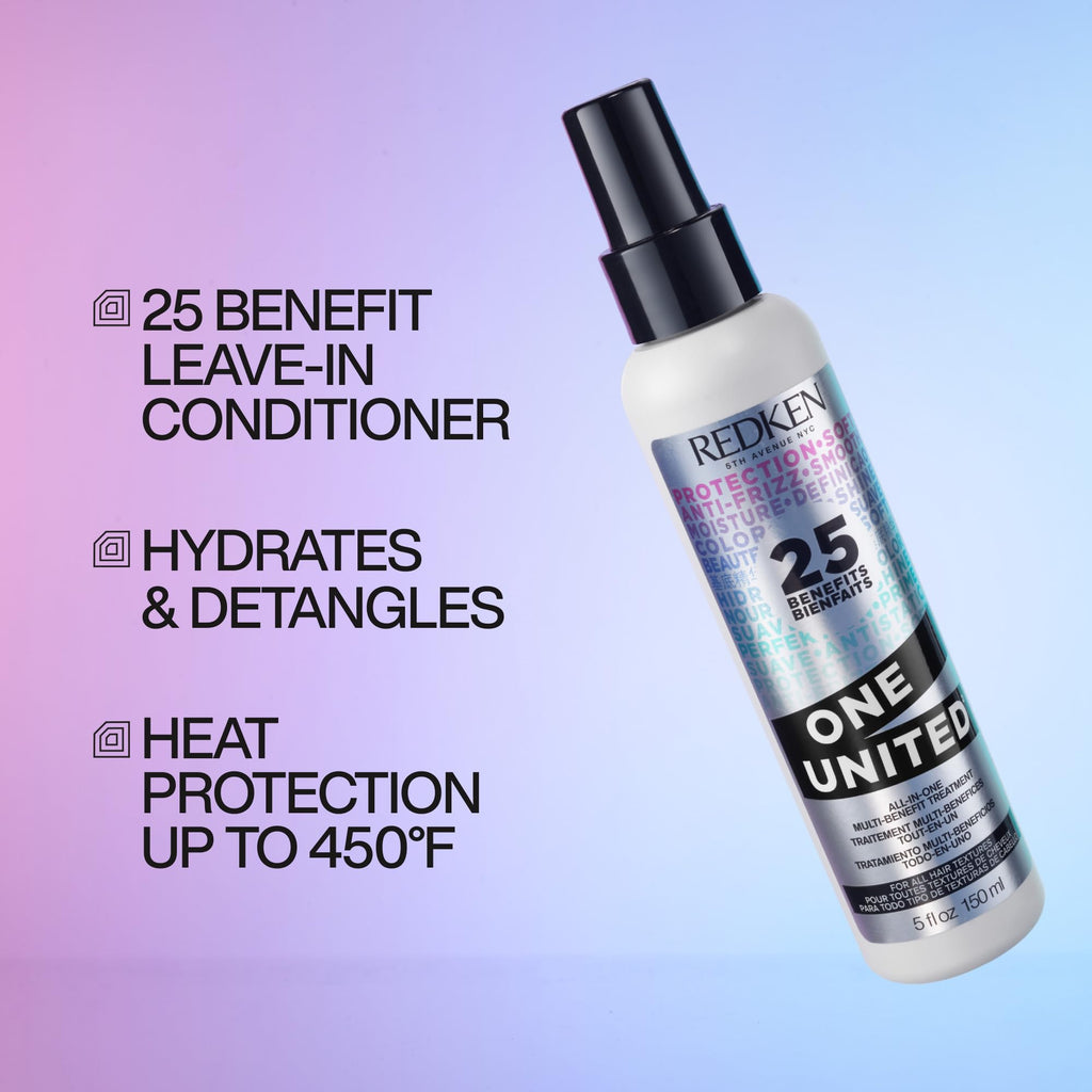 Redken One United Leave-In Conditioner – For All Hair Types, 5 Fl Oz