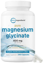 Micro Ingredients Pure Magnesium Glycinate 400mg Per Serving, 240 Capsules | Chelated Mineral Supplements with Elemental Form | Non-GMO, Filler Free