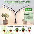 TONYFUL LED Grow Light 20W, 240 LEDs Full Spectrum Clip Plant Growing Lamp with White Red LEDs for Indoor Plants, Indoor Plants Growing Lamps,10 Dimmable Levels, Auto ON & Off with 3/9/12H Timer