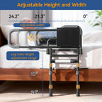 Bed Rails for Elderly Adults Safety, Foldable Bed Assist Rails for Seniors with Sensor Light & Storage Pocket, Adjustable Height, 180° One-Hand Folding Bed Side Rails Fit King Queen Full Twin