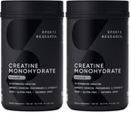 Sports Research Creatine Monohydrate - Gain Lean Muscle, Improve Performance and Strength and Support Workout Recovery - 5 g Micronized Creatine - 35.27 oz (Pack of 2)