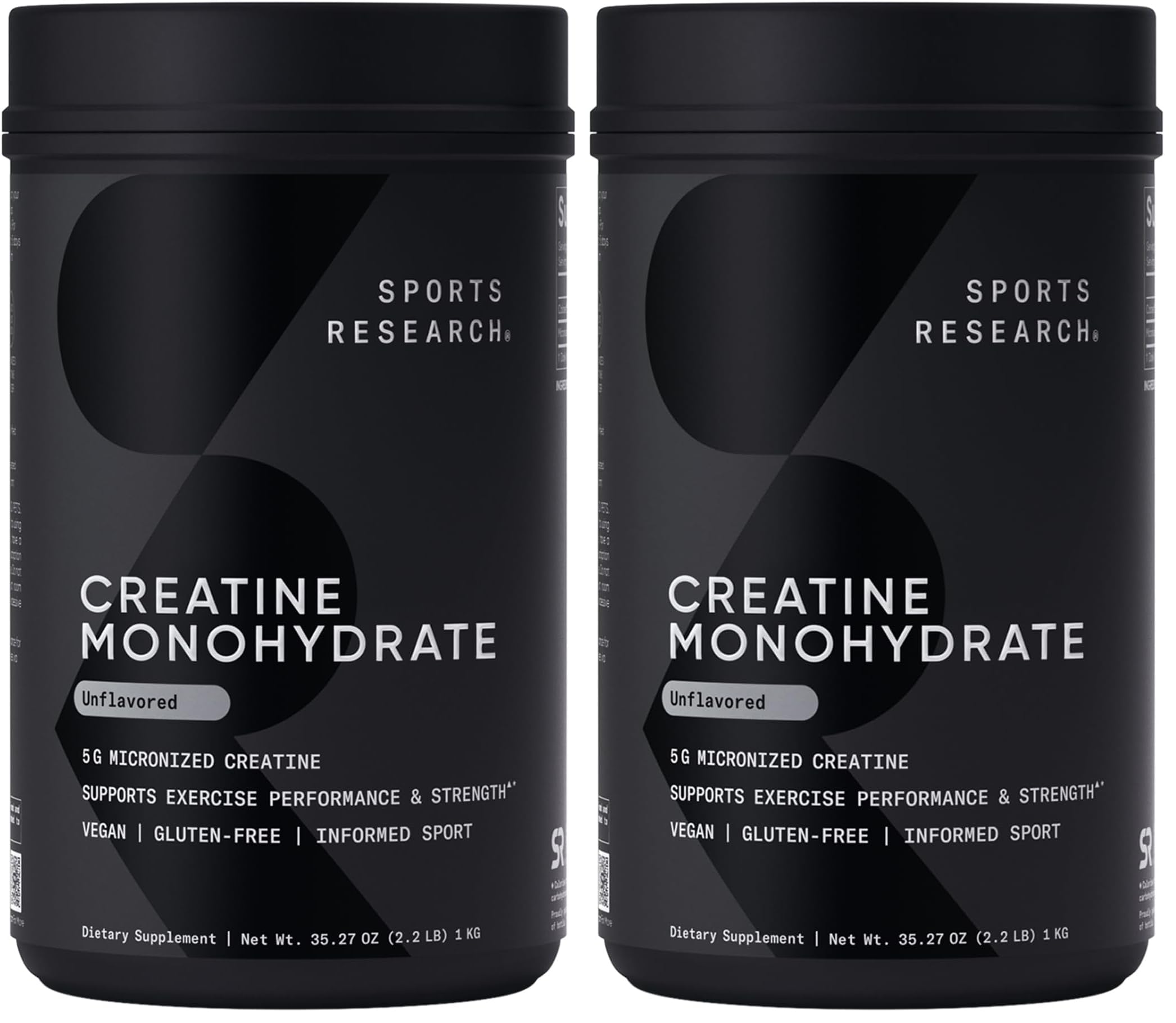 Sports Research Creatine Monohydrate - Gain Lean Muscle, Improve Performance and Strength and Support Workout Recovery - 5 g Micronized Creatine - 35.27 oz (Pack of 2)