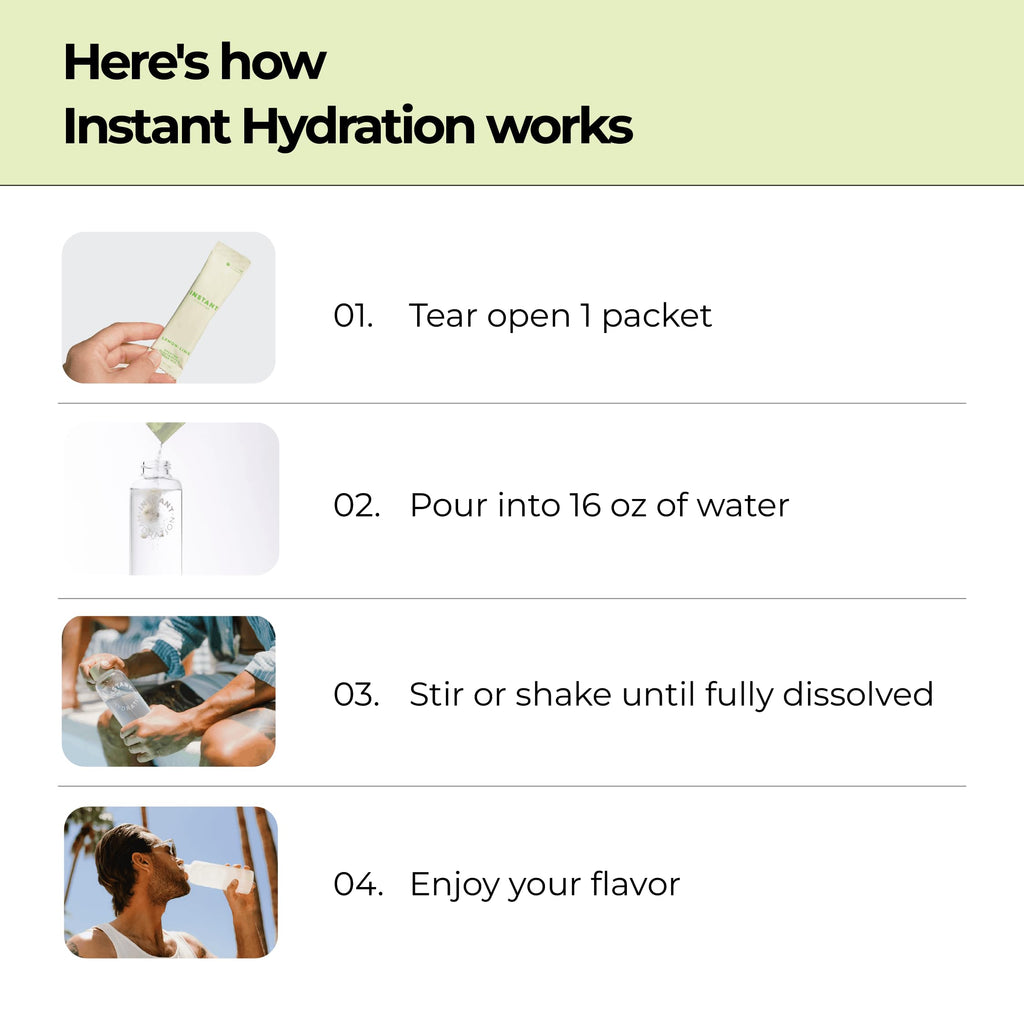 Instant Hydration Sugar Free Electrolytes Powder Packets - Lemon Lime Electrolyte Drink Mix & Travel Essentials - Post Workout Recovery, Brain Health, Muscle & Tissue Support - 20 Count