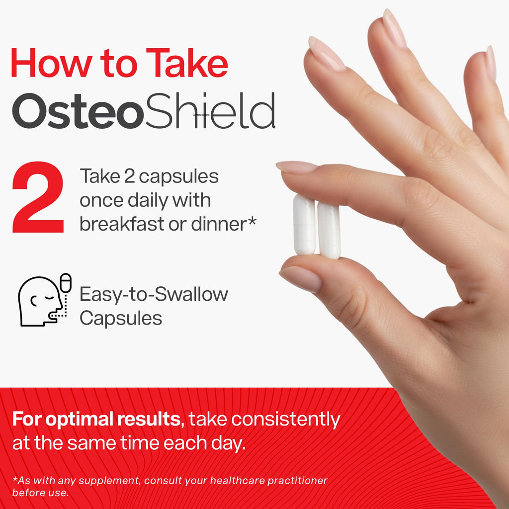 OsteoShield Peak Health Research - Bone & Joint Formula - Calcium Supplements for Women & Men with Vitamin D3, K2 & Aquamin - Triple Action Formula for Better Bone Health - 60 Capsules