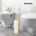 Toilet Paper Holder Stand, Bathroom Toilet Paper Roll Holder Stand with Reserve, Standing Toilet Paper Holder with Storage,Toilet Paper Roll Holder for 4 Rolls, Gold