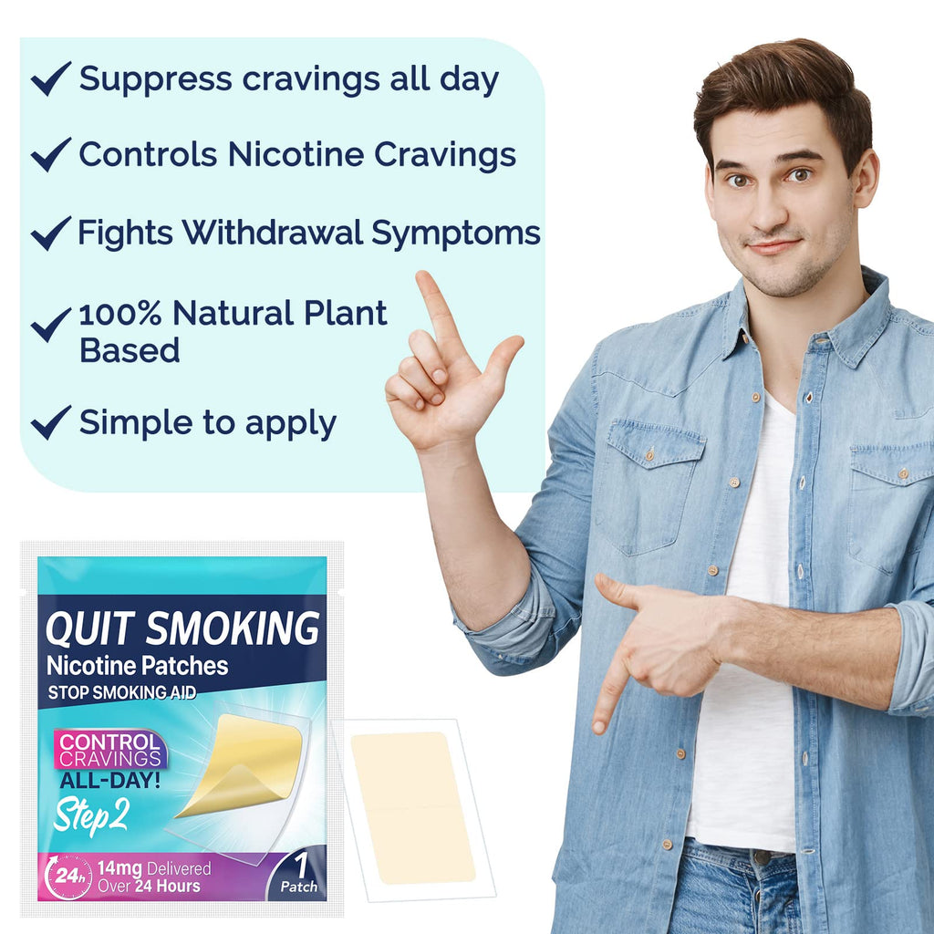 14mg Quit Smoking Patches, Step 2 Stop Smoking Aids Patches, 30 Count Transdermal System Patch, Quit Smoking Stickers that Work with 2 Weeks, Easy and Effective Help to Quit