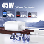 QZIIW iPhone 18 17 16 Pro Max Fast Charger,45W Dual Port USB C Fast Charger