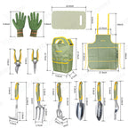 iHansee Green Garden Tools Set 12-Piece, Gardening Gifts for Women Men